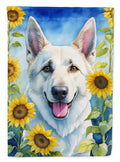 White German Shepherd in Sunflowers Garden Flag