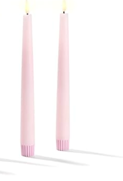 Valentine's Day - 11" Pink Flameless Taper Candle - SET OF 2-0