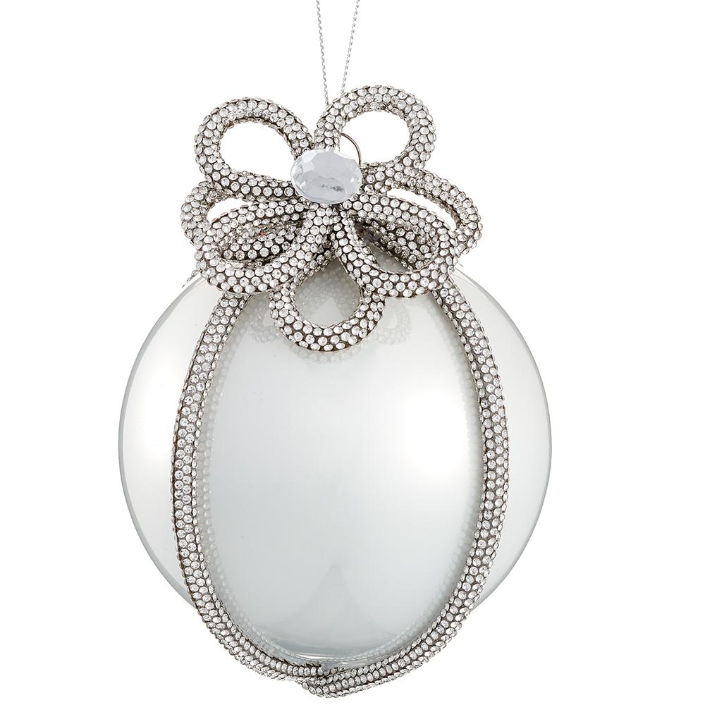 Royal Court Collection - 4.5" Rhinestone Flower Trim Glass Ball Ornament-0